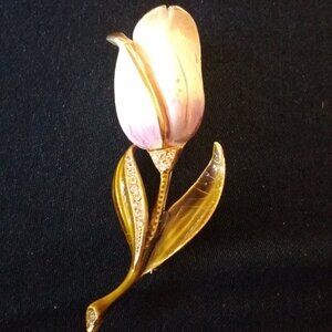 Vintage Tulip Enamel Brooch!